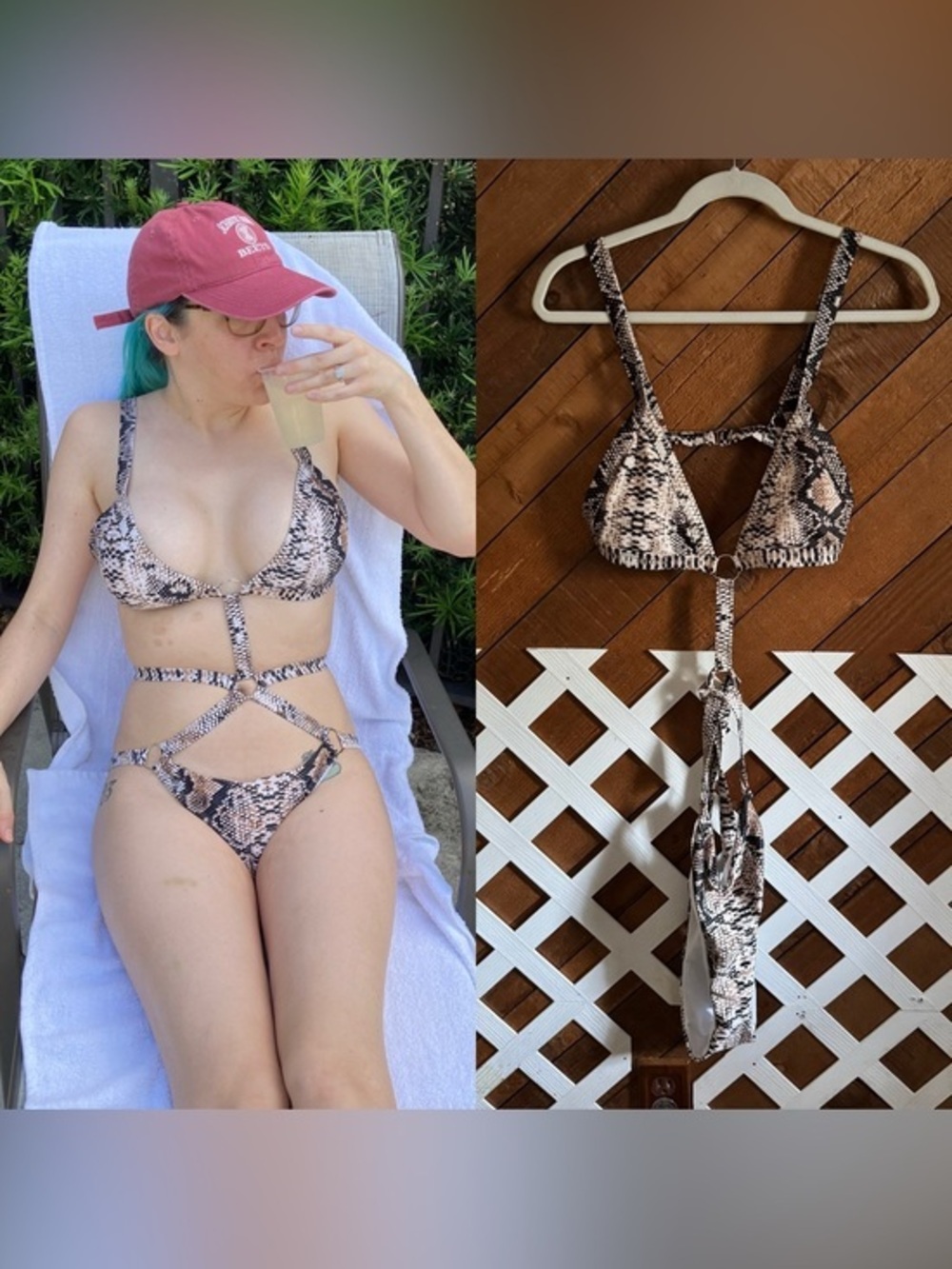 Strappy cut out python print 1 piece swimsuit size X-Large